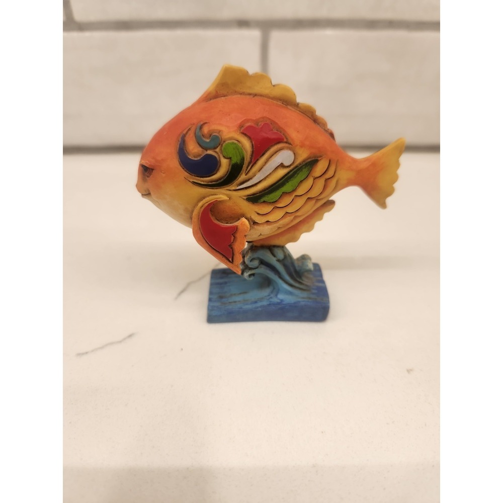 Vtg. Jim Shore Mini Fish On A Wave Pedestal 3" Heartwood Creek Figurine 4021447